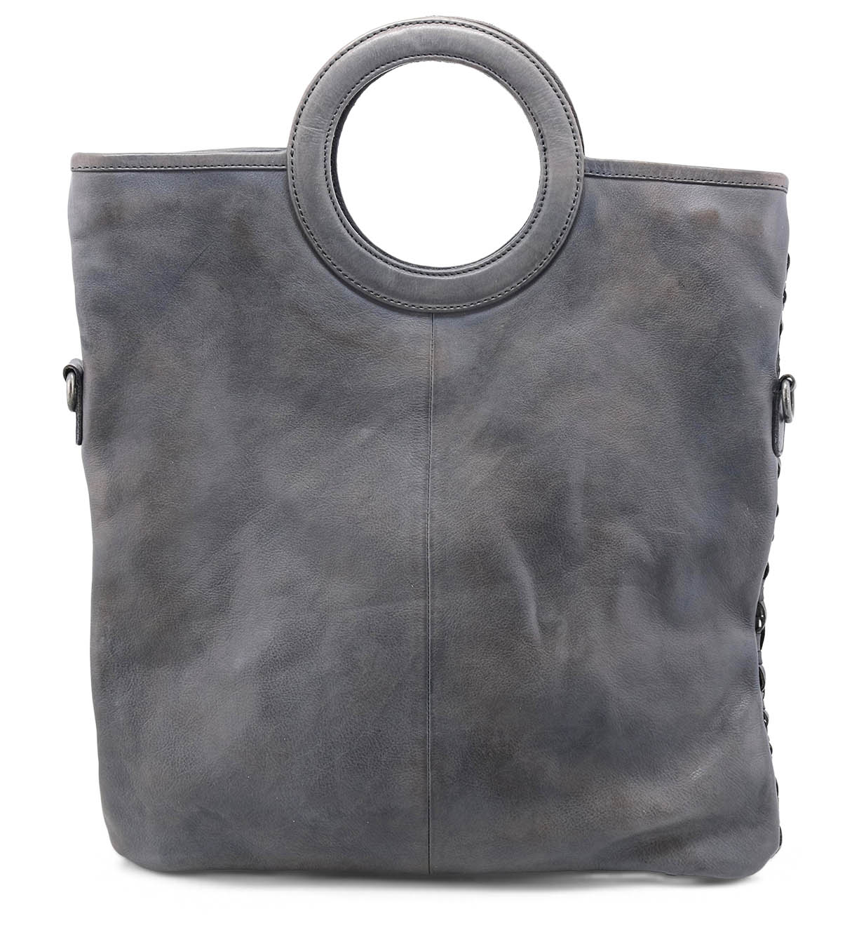 An Adele grey leather tote bag with a metal handle by Bed Stu.