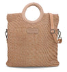 A beige woven Adele bag with a handle from Bed Stu.