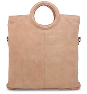 An Adele tote bag by Bed Stu, made of beige leather and featuring a round handle.