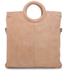 An Adele tote bag by Bed Stu, made of beige leather and featuring a round handle.