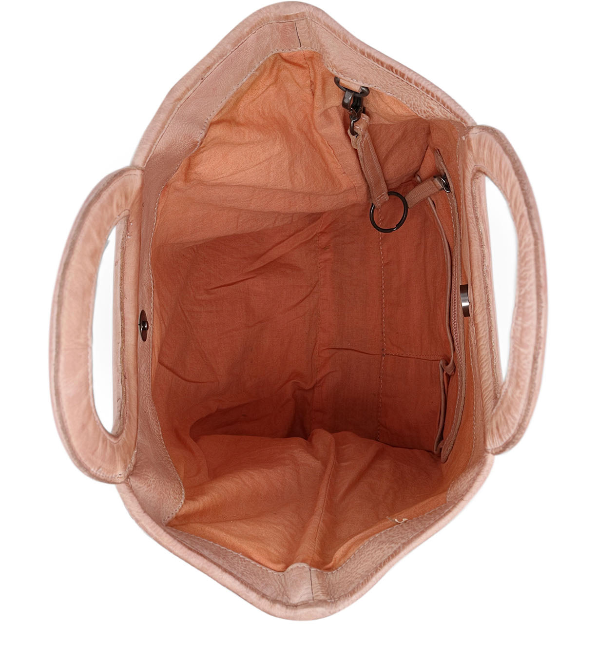 The inside of a Adele pink tote bag by Bed Stu.