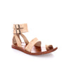 A pair of Bed Stu Afrodita women's sandals in tan with two straps.