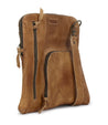 A Bed Stu Aiken brown leather cross body bag with zippers.