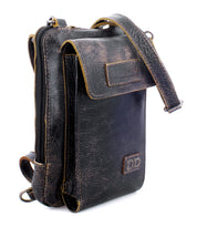 A premium Bed Stu Alelike black and brown leather crossbody bag.