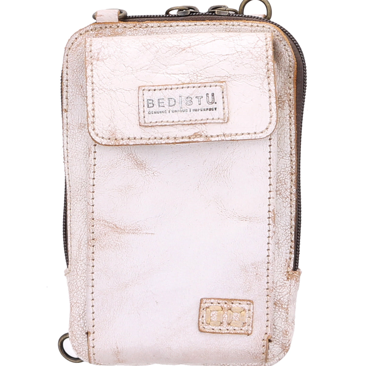 A premium leather Alelike phone case with a zipper by Bed Stu.
