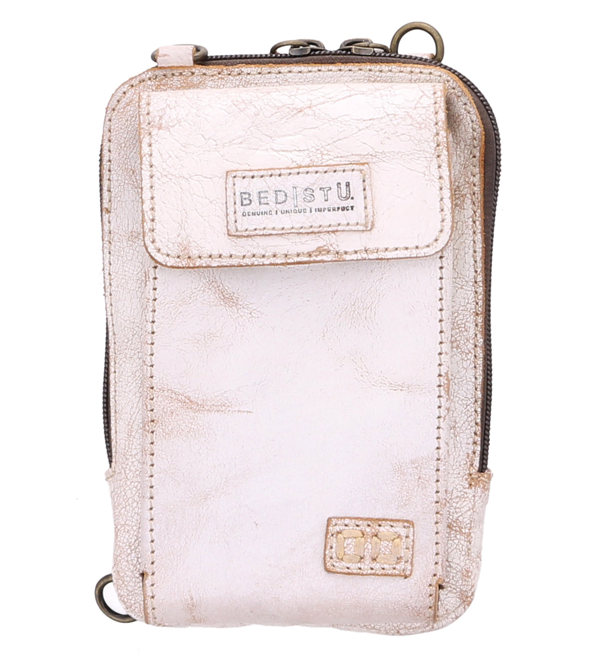 A premium leather Alelike phone case with a zipper by Bed Stu.