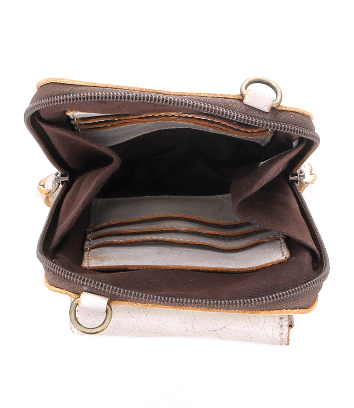 A Bed Stu purse with a zippered compartment.