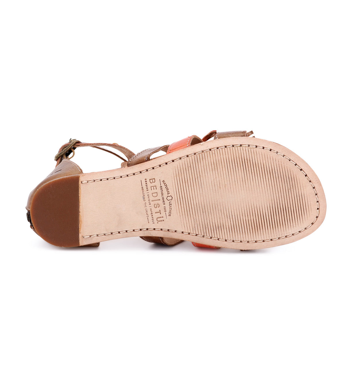 An Alena women's sandal with tan straps and a tan sole from Bed Stu.