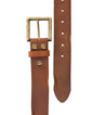 A brown leather Alex belt with a brass buckle by Bed Stu.