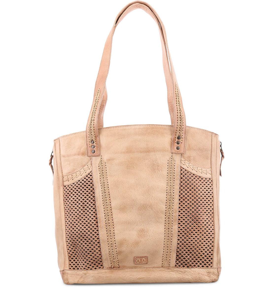 An Amelie beige tote bag with mesh detailing by Bed Stu.