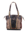 A brown and tan Amelie leather tote bag by Bed Stu.