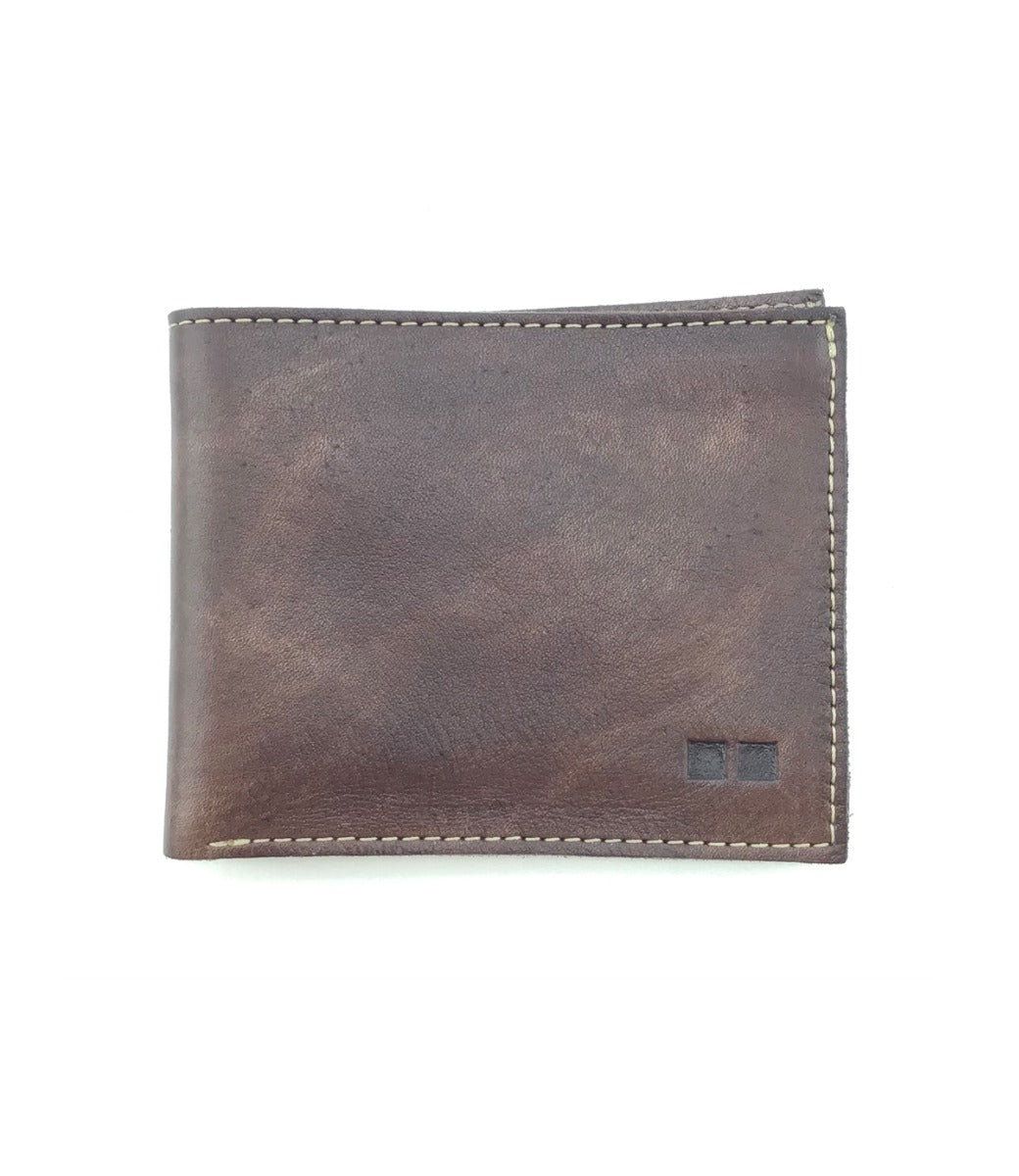 An Amidala brown leather wallet on a white background by Bed Stu.