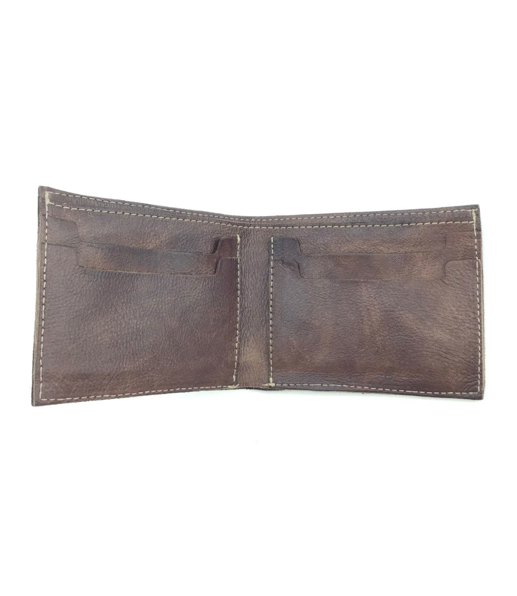 A Bed Stu Amidala brown leather wallet on a white background.