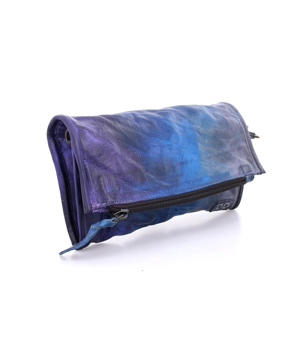 A purple and blue leather Amina clutch bag from Bed Stu.