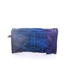 An Amina purse by Bed Stu, blue and purple with a zipper.