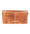 The Amina by Bed Stu tan leather clutch bag.