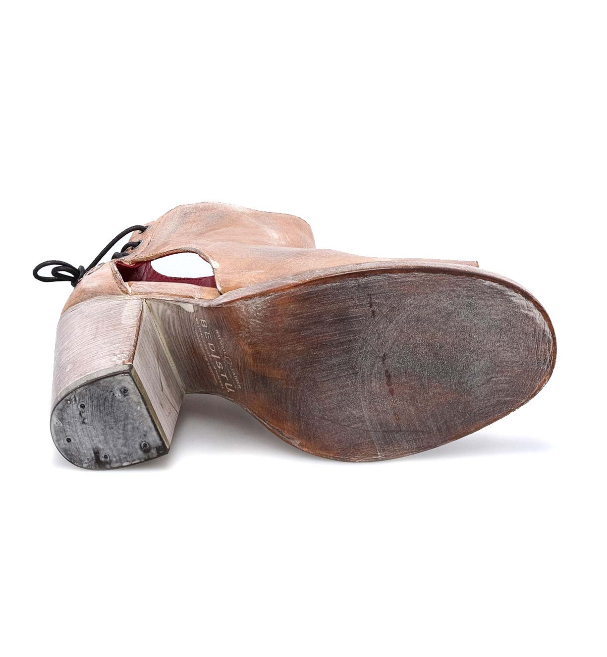 A pair of Bed Stu Angelique brown leather shoes on a white background.