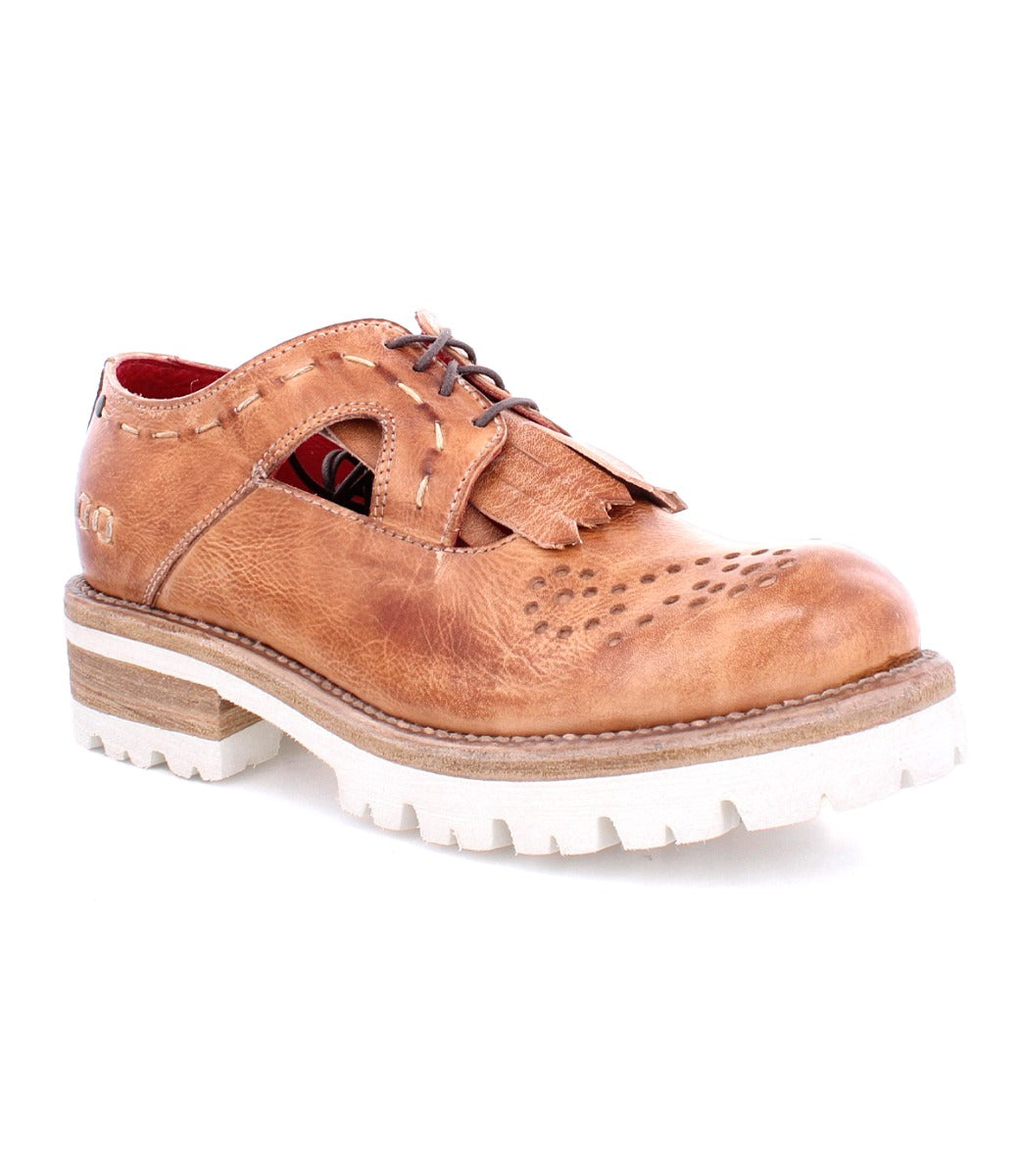 A pair of Bed Stu Anise brown lace up shoes.