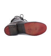 A pair of Anne black leather boots with red soles from Bed Stu.