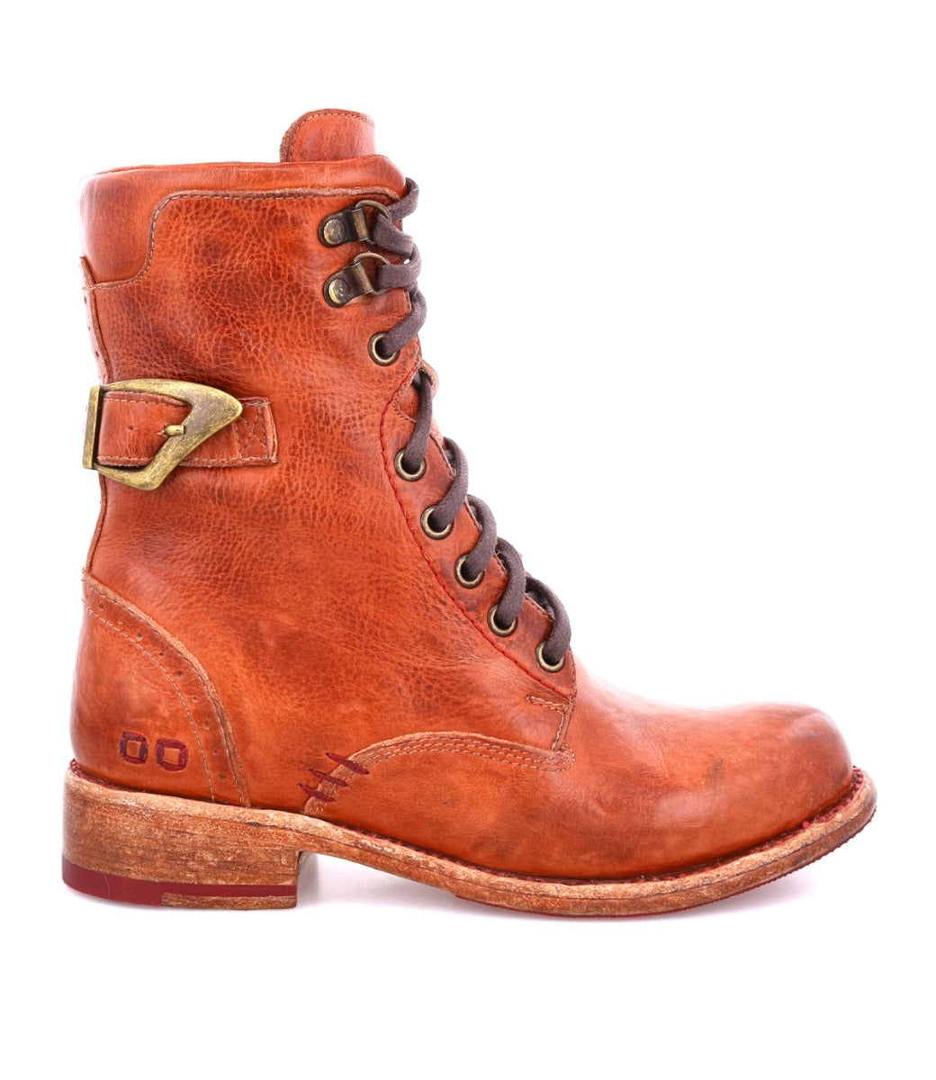  Bed Stu women's leather boot with a metal buckle.