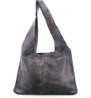 An Ariel grey leather hobo bag on a white background by Bed Stu.