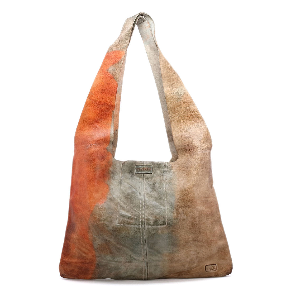 An Ariel orange and brown leather bag with a handle from Bed Stu.