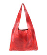 A Bed Stu Ariel red leather tote bag on a white background.