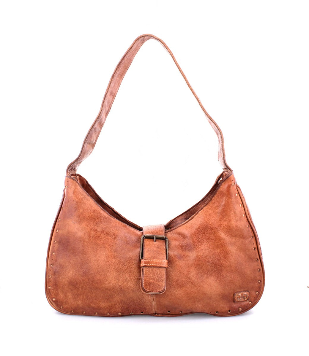 An Arleth handbag by Bed Stu, made of brown leather with a buckle.