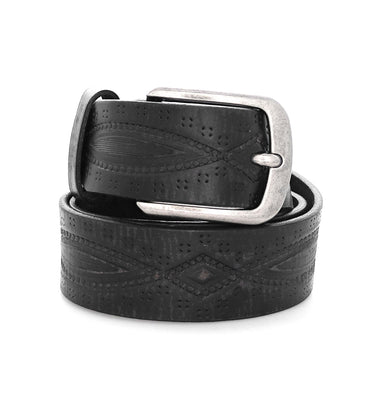 Smooth leather belt with pearlescent beds black Black Leather Pearl Rhinestone Studded Belt with Pewter  main image 2