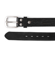An Arsenal black leather belt with a silver buckle by Bed Stu.