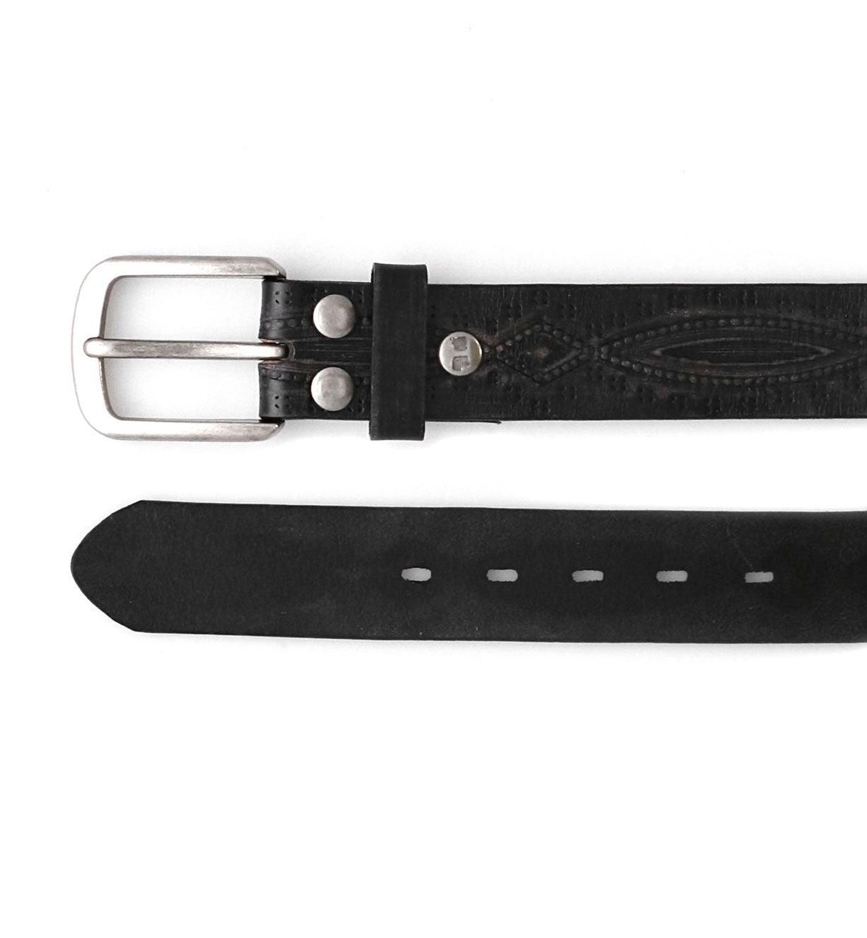 An Arsenal black leather belt with a silver buckle by Bed Stu.