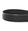 A black leather Arsenal belt with a pattern on it by Bed Stu.