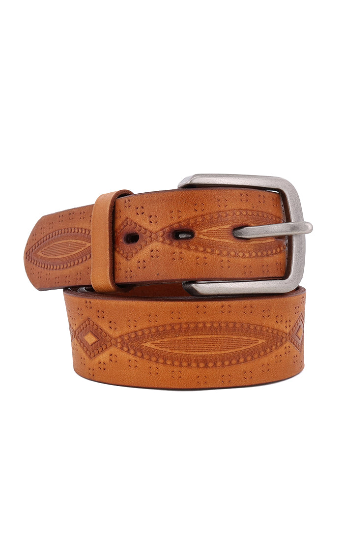An Arsenal leather belt with a silver buckle by Bed Stu.