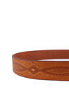 An Arsenal tan leather belt with a geometric design by Bed Stu.