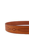 An Arsenal tan leather belt with a geometric design by Bed Stu.