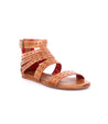 A pair of Artemis M women's sandals in tan with straps by Bed Stu.