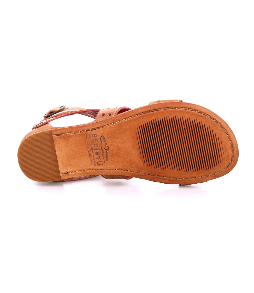 The back view of a Bed Stu women's brown sandal (Artemis M).