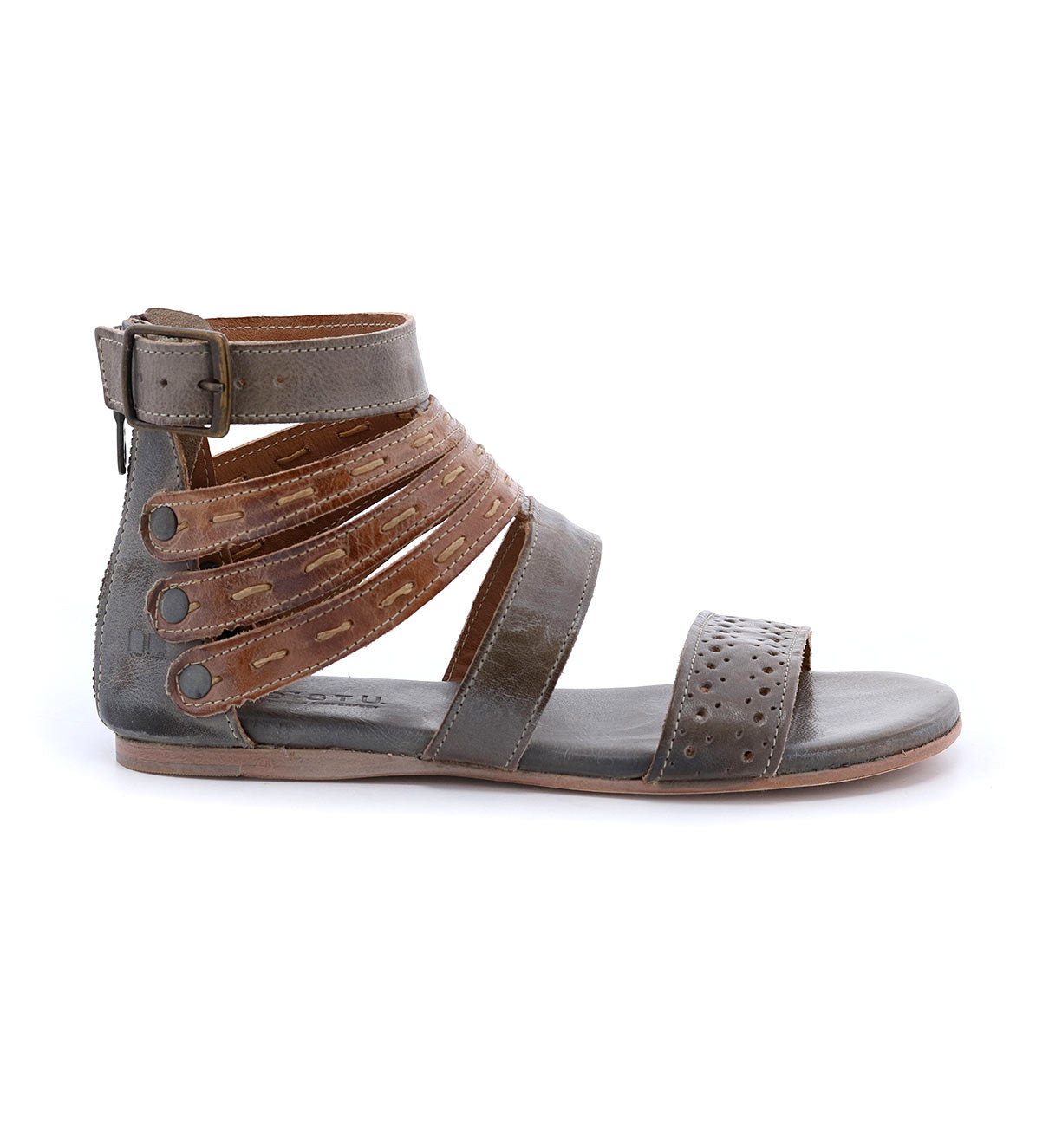 A pair of Bed Stu Artemis women's sandals with straps and buckles.