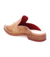 An Asenet women's mule in tan leather with a red sole. Brand: Bed Stu.