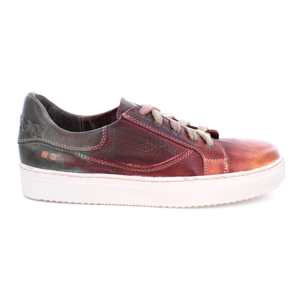 A pair of Bed Stu men's sneakers with a burgundy leather upper.
