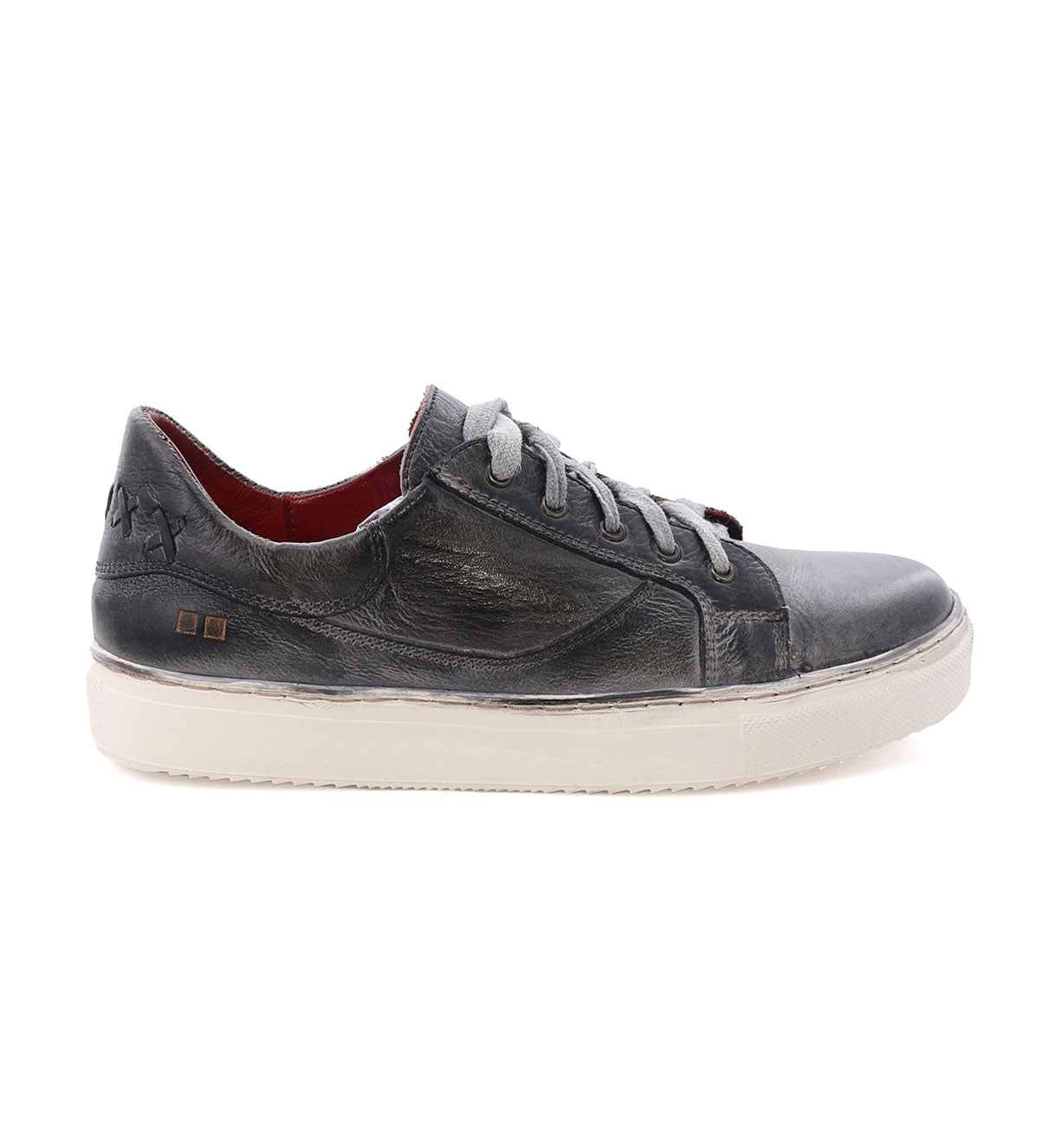 A men's Azeli grey leather sneaker with a white sole by Bed Stu.