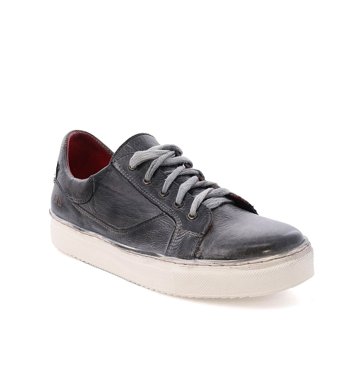 A men's grey leather Azeli sneaker with laces by Bed Stu.