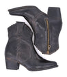 A pair of Bed Stu Baila II black leather boots with zippers on the side.