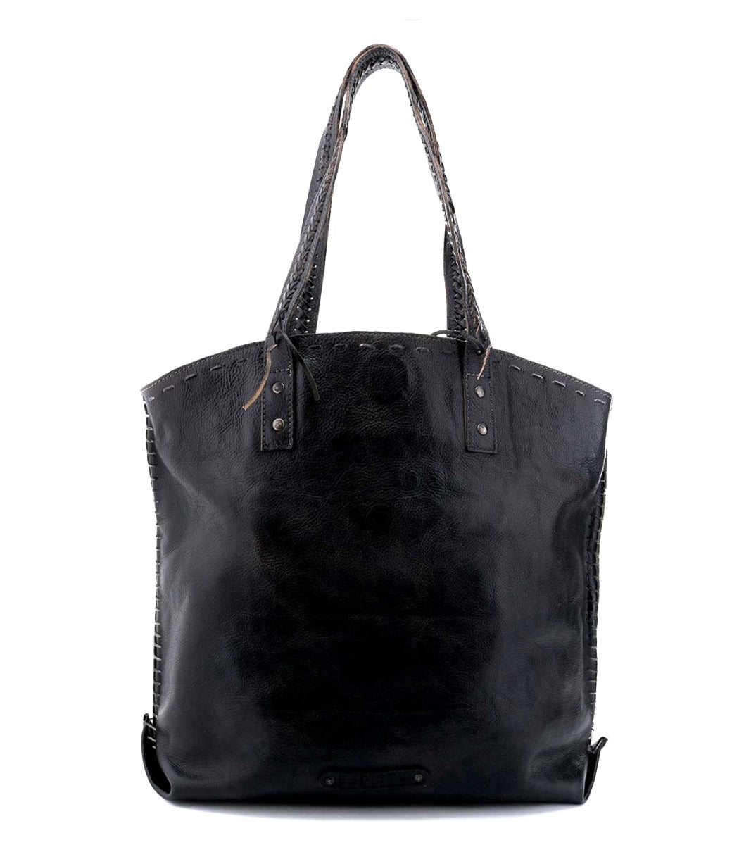 A black leather Barra tote bag by Bed Stu.