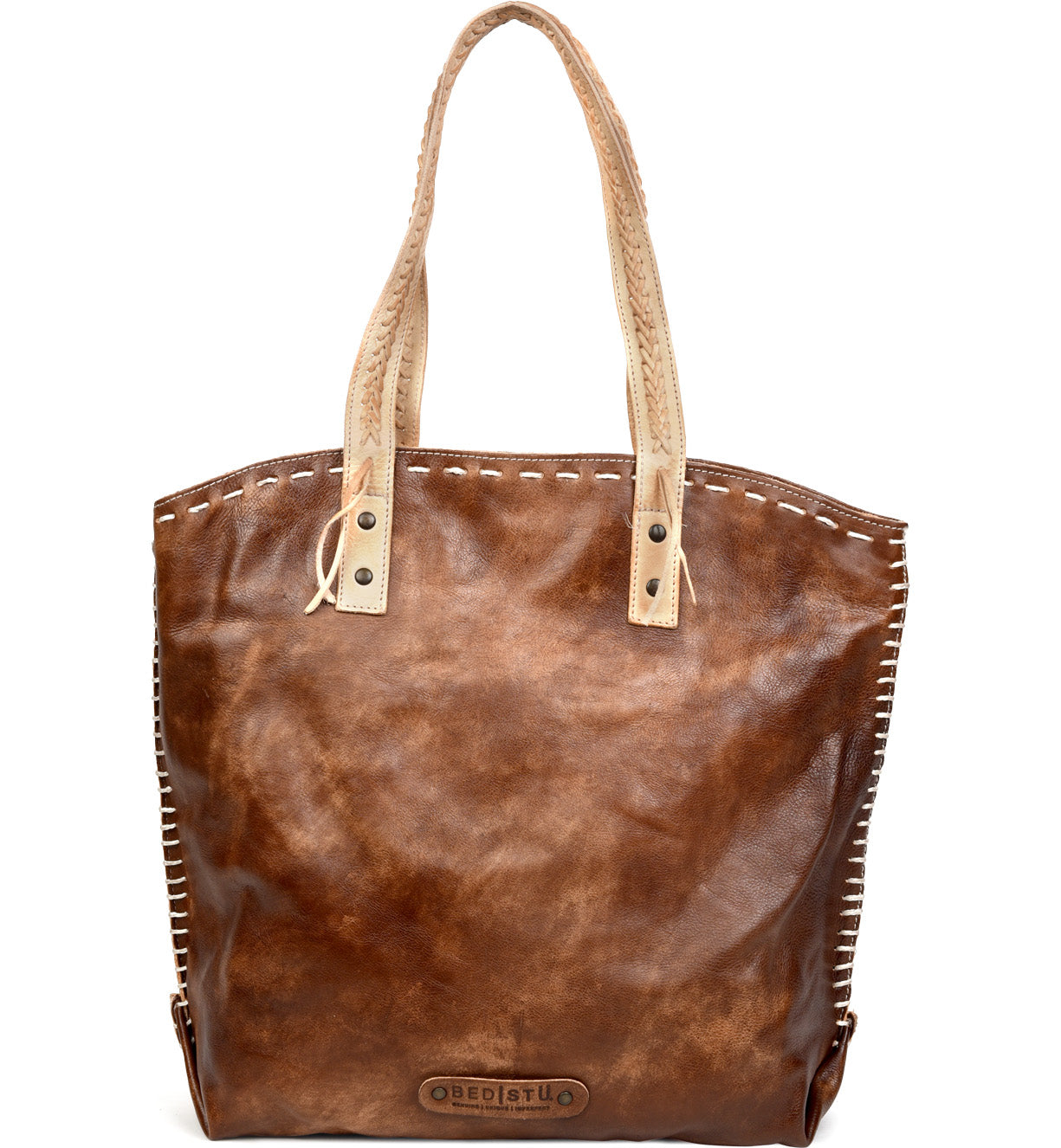 The Barra brown leather tote bag by Bed Stu.