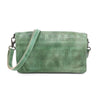 A versatile Bayshore green leather cross body bag with perforations by Bed Stu.