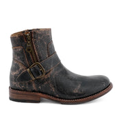 The Becca women's black leather ankle boots with buckles from Bed Stu.