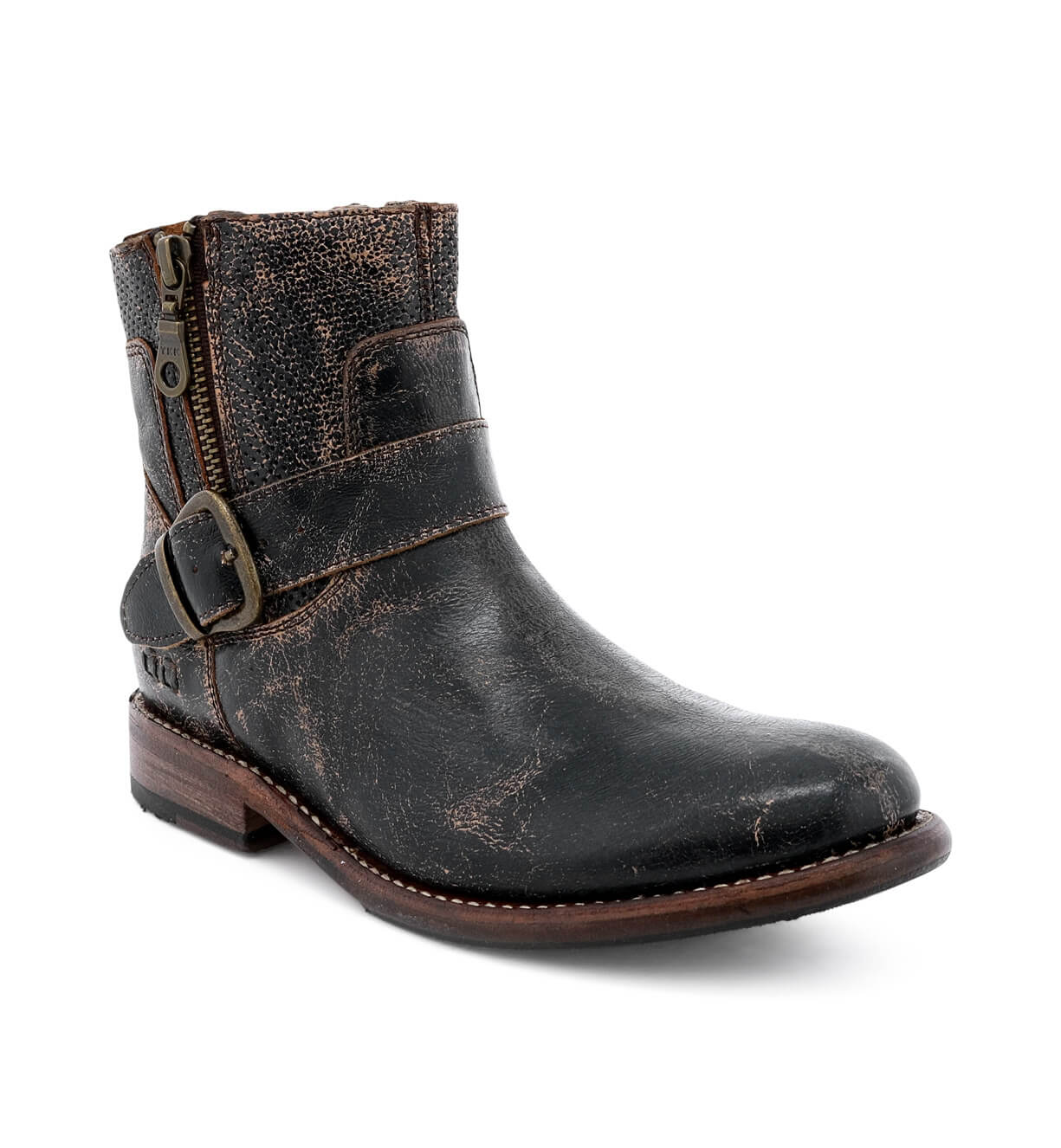 Bed Stu's Becca women's black leather ankle boots with buckles.
