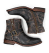 A pair of black leather Becca boots with buckles and zippers. - Bed Stu
