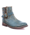 A women's Becca teal leather ankle boot with buckles by Bed Stu.